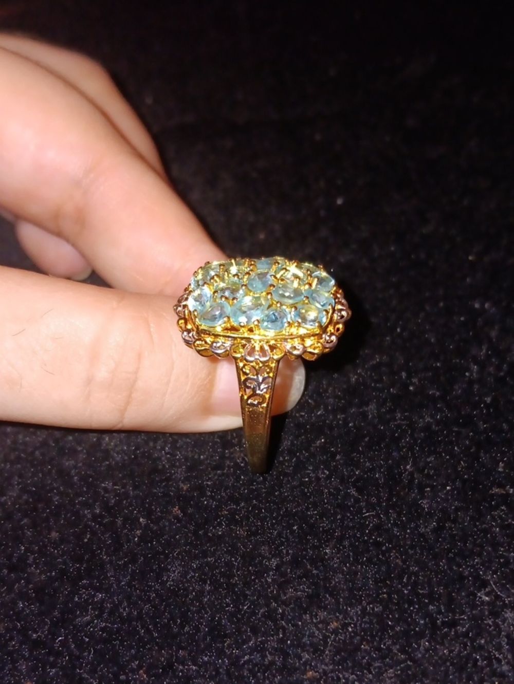EverTrue Betroka Blue Apatite Floral Cluster Ring in 18K YG Plated & Platinum